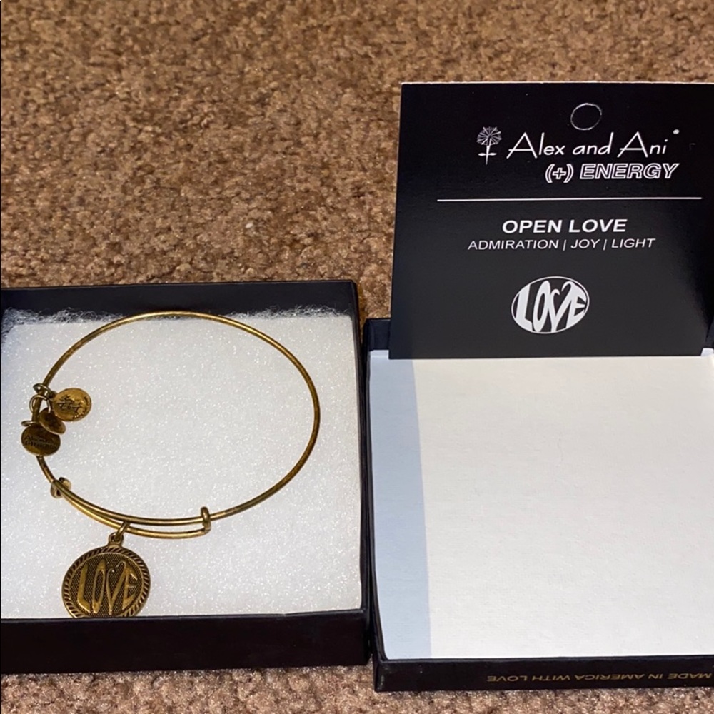 Open Love Alex & Ani Bracelet with box